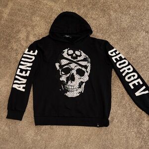 XXL Black Embellished Skull Hoodie